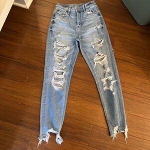 American Distressed High Waist Mom Jeans Size 0